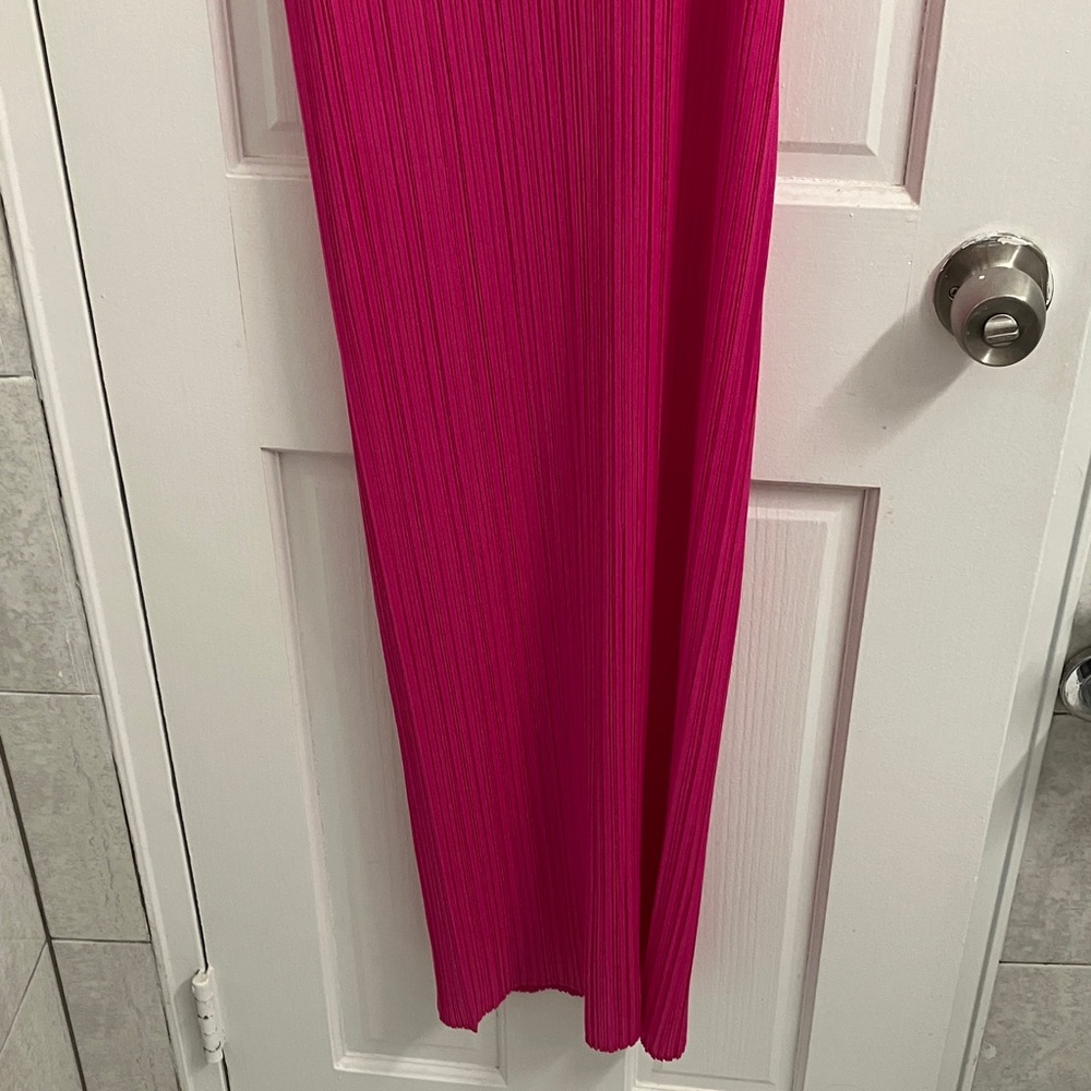 Pleats Please Issey Miyake Vibrant Pink Technical Longline Dress - Picture 2 of 10